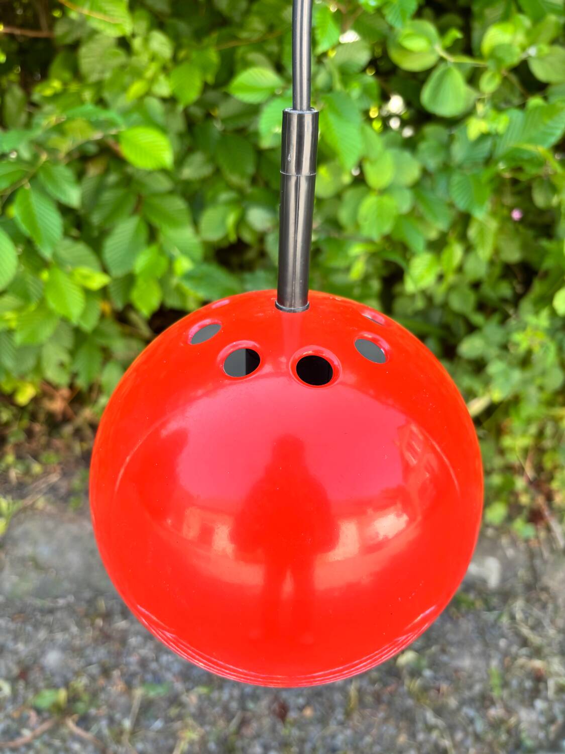 Orange metal eye ball pendant light by LITA vintage 1970