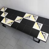 Importante table basse vintage 1950 ceramique & acier 50s 1950s vallauris