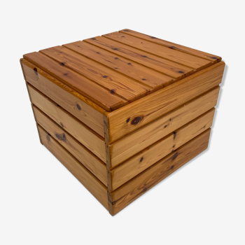 Vintage pine storage box basket wood minimalism 60s