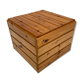 Vintage pine storage box basket wood minimalism 60s