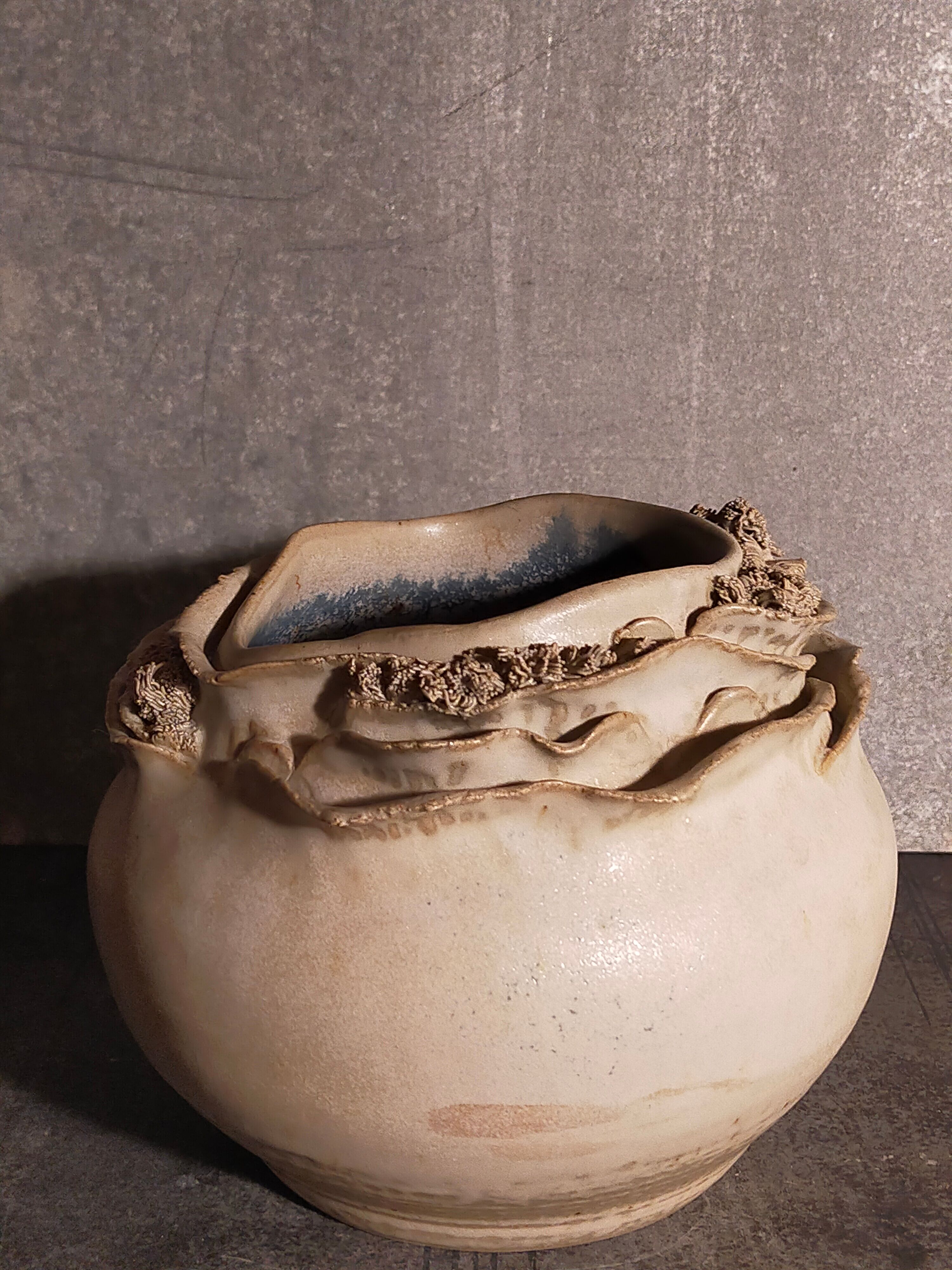 Potter's ball vase "like a flower" vintage glazed ceramic