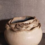 Potter's ball vase "like a flower" vintage glazed ceramic