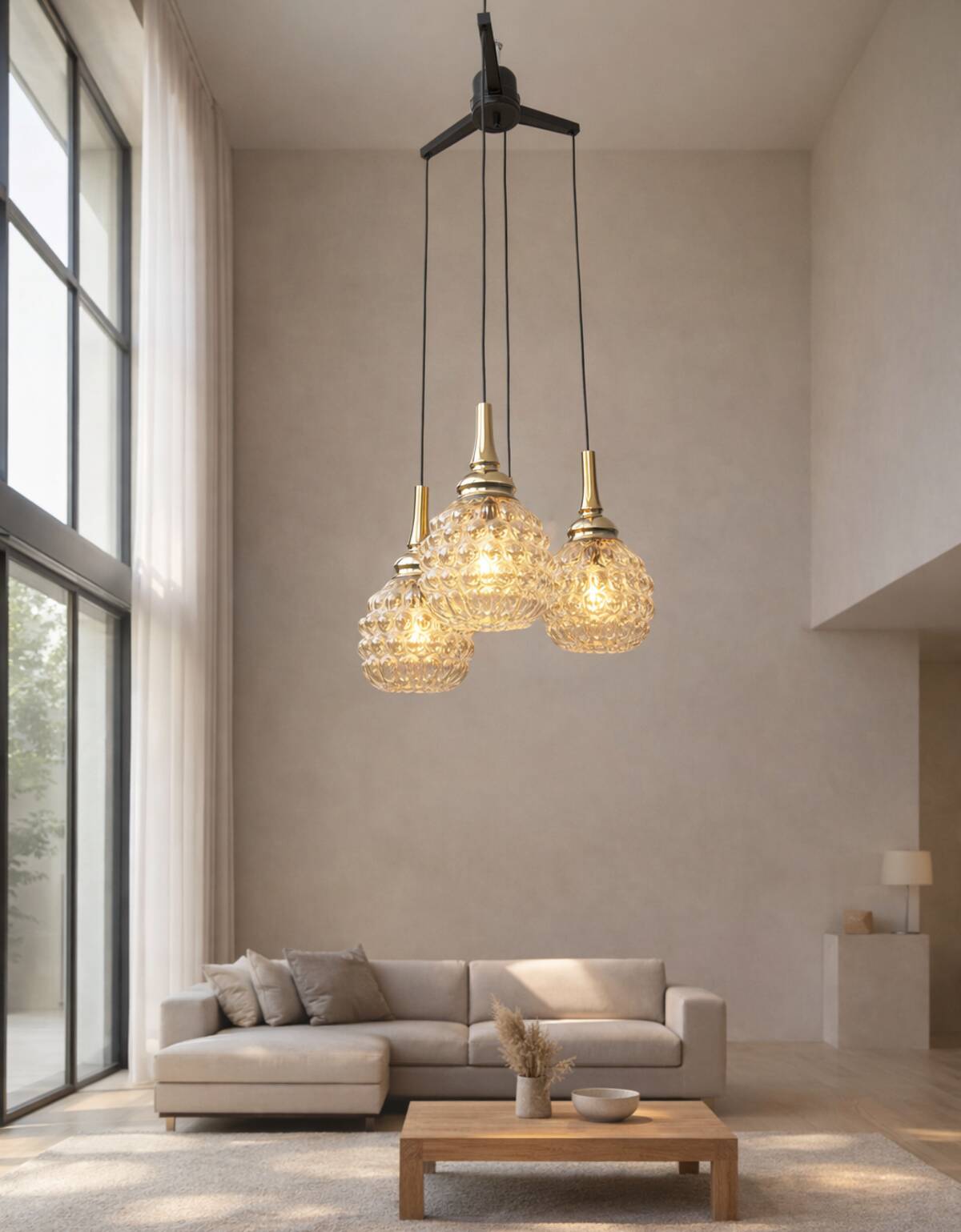 Mid Century Modern glass cascading chandelier