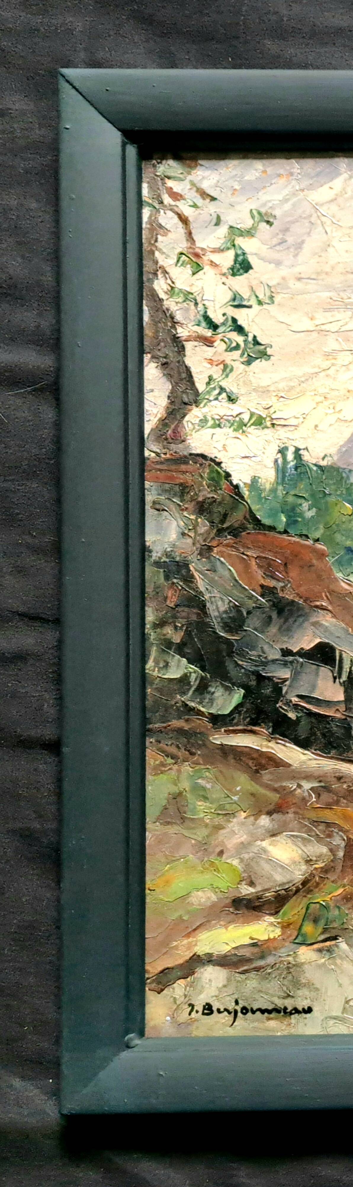 Pair of post-impressionist paintings signed BERJONNEAU, oil on cardboard.