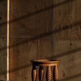 Modern Danish mid-century table, made of oak with spiral turned legs and a glass top, 1950s.