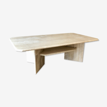 Table basse en travertin avec plateau intermédiaire