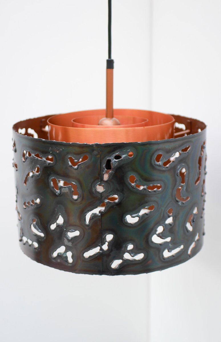 Brutalist copper pendant lamp from Boréns, 1970s