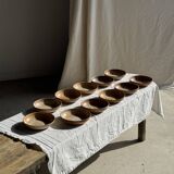 11 assiettes creuses artisanales vintage en grès mat