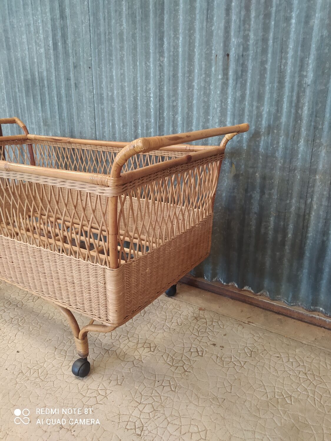 Vintage rattan wicker cot