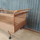 Vintage rattan wicker cot