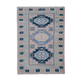 Vintage blue turkish Kars carpet, 1970s  95 x 137 cm