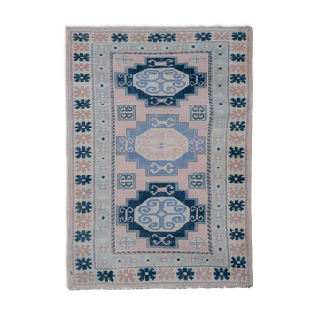 Vintage blue turkish Kars carpet, 1970s  95 x 137 cm