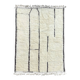 Large Berber M'rirt rug in cream and black wool, Moroccan rug.