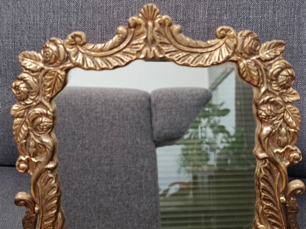 Tilting dressing table mirror, Napoleon III style, brass, mid-19th century.