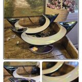 Magnifique Paire De Bougeoirs En Verceram 1950