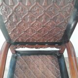 Spain truncated chair solid wood scuplté and leather