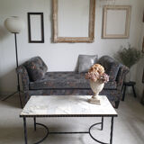 Marble and wrought iron coffee table