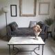 Marble and wrought iron coffee table