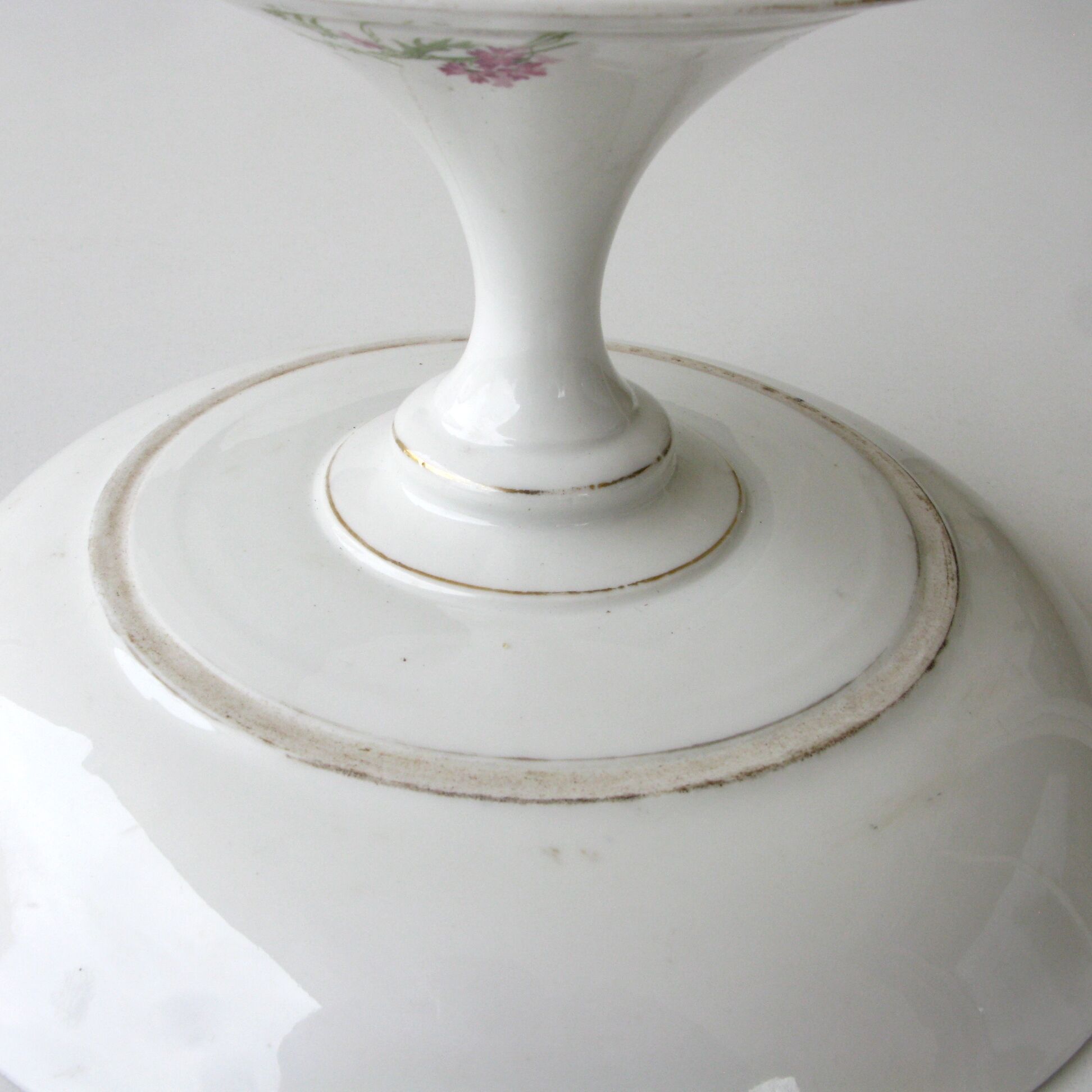 Old fruit cup decorated with pink flowers - limoges bourganeuf
