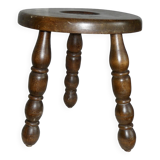 Vintage turned wood tripod stool 1950-60