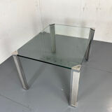 Mid Century Modern Regency Ghyczy Glass and Steel dining table or desk