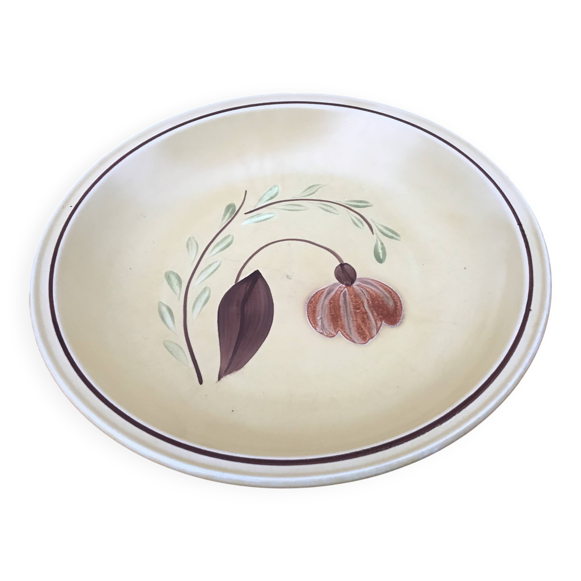 1960s Deep serving dish Ateliers du Revernay France Matte stoneware