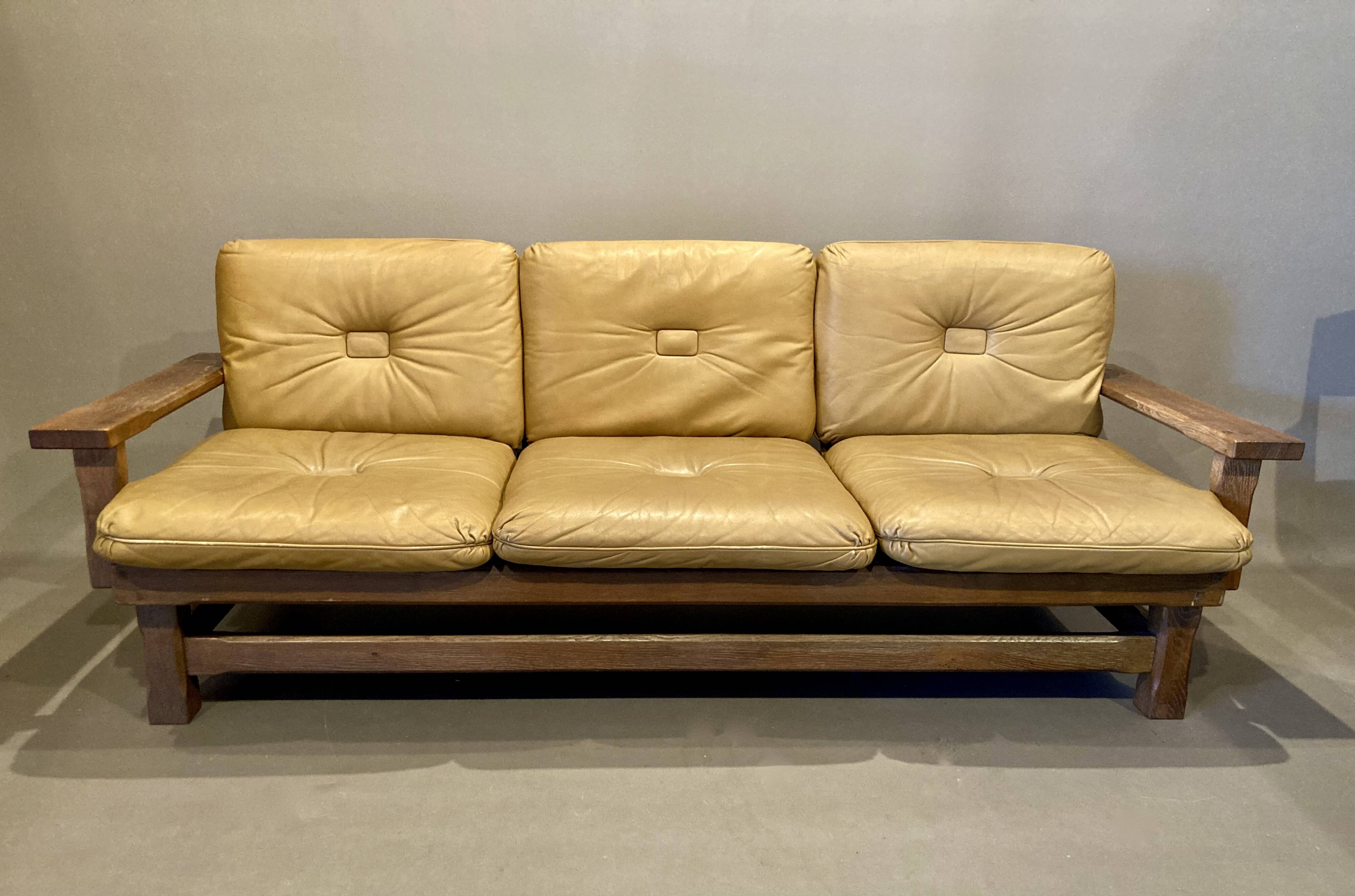 3-seater leather sofa, Brazilian design, 1960s