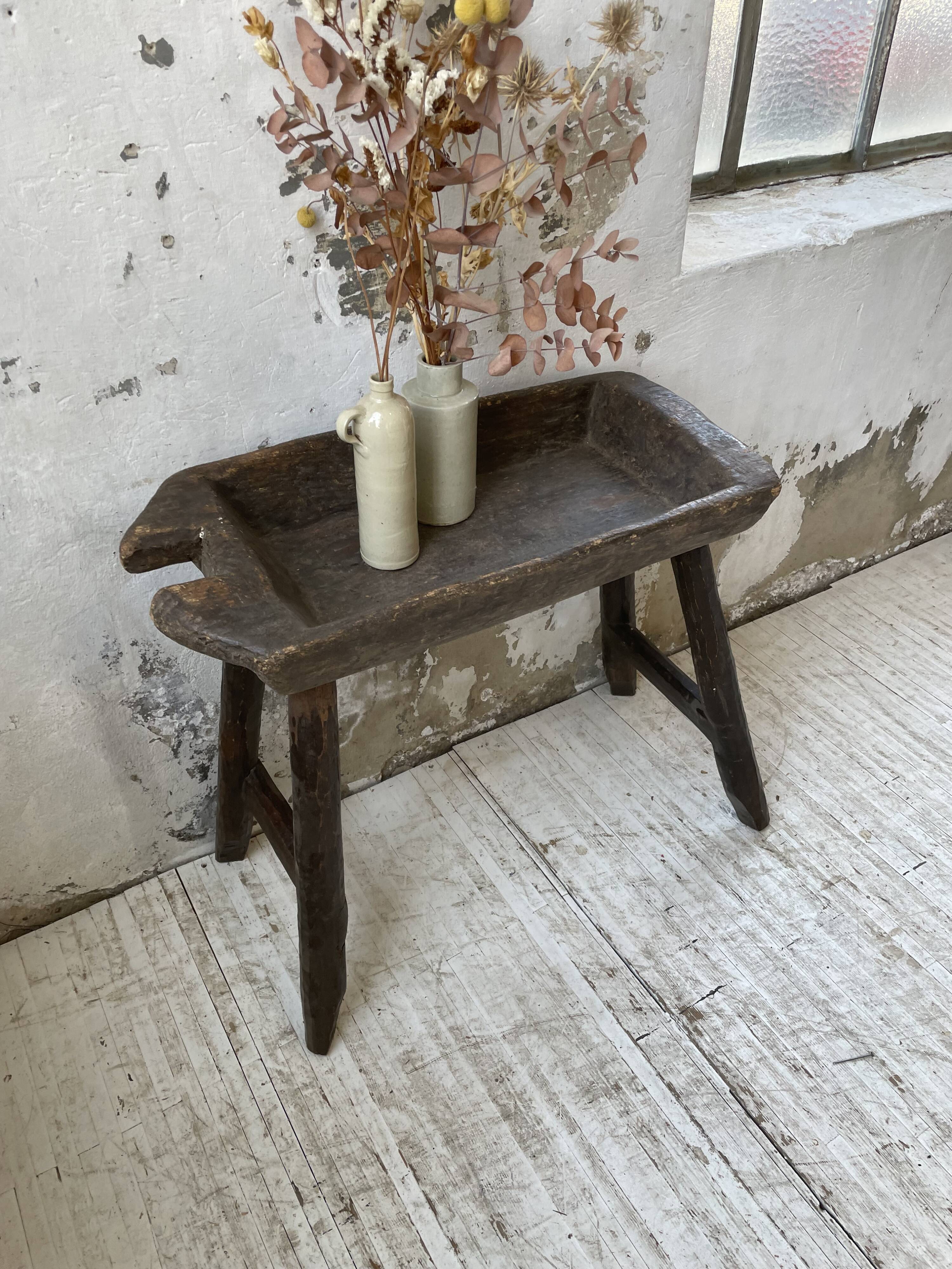 Brutalist solid wood console