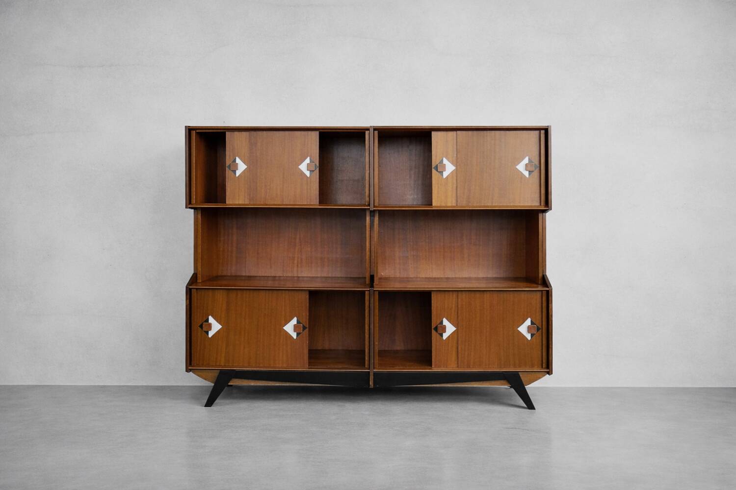 Vintage Mid-Century Danish Modern Teak Sideboard with Hand-Painted Pattern