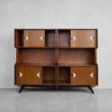 Vintage Mid-Century Danish Modern Teak Sideboard with Hand-Painted Pattern