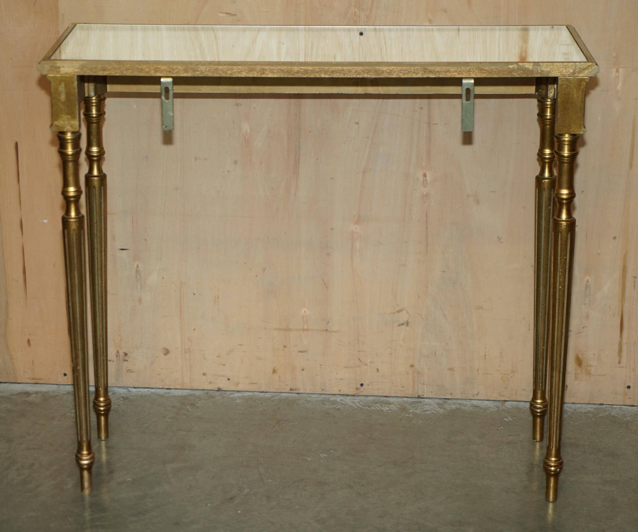 Italian vintage console with a glass mirror top.