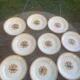 8 flat plates, Carnation model, art deco, CREIL ET MONTEREAU, floral pattern, old