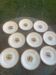 8 flat plates, Carnation model, art deco, CREIL ET MONTEREAU, floral pattern, old