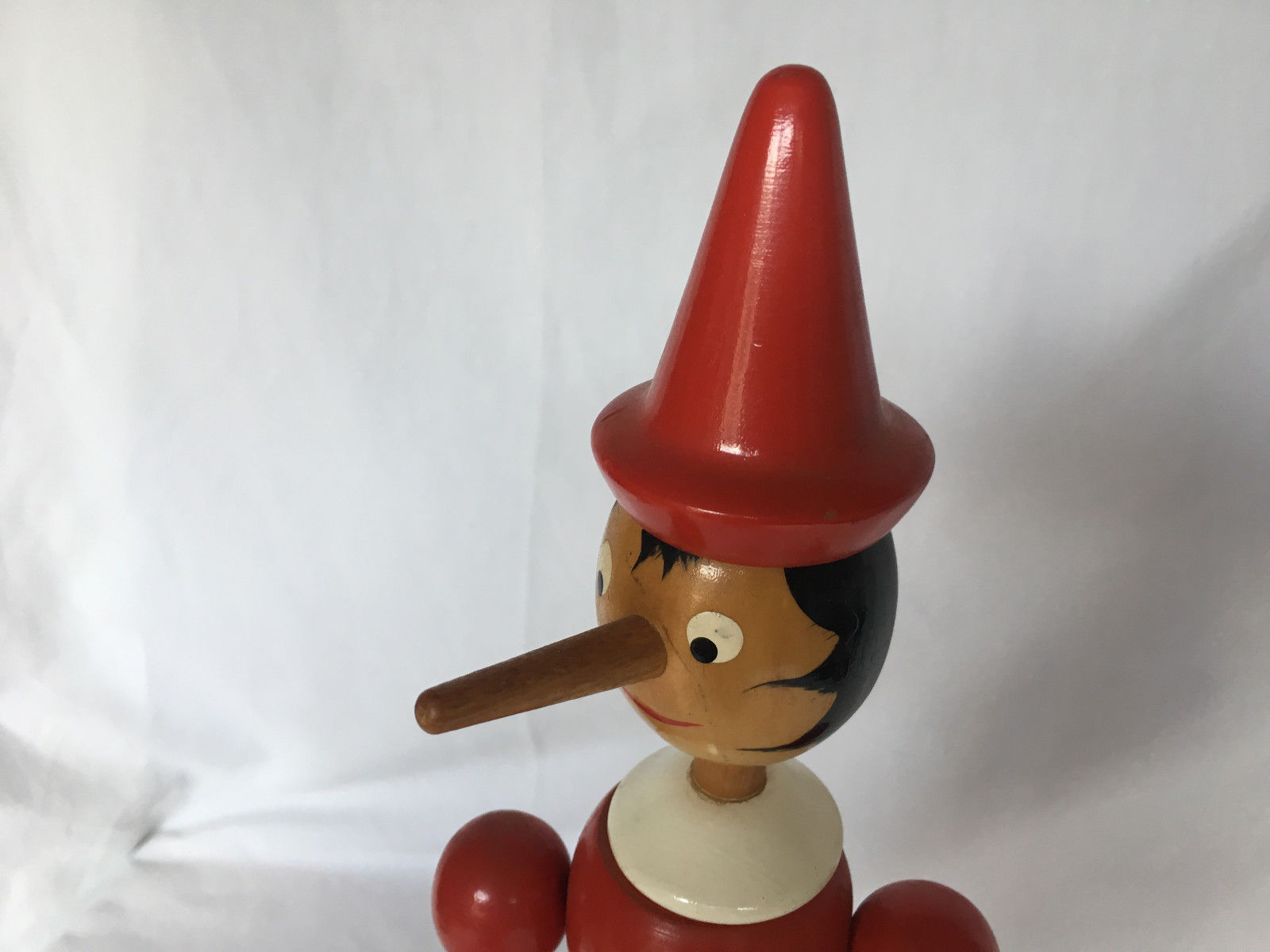 PINOCCHIO WOODEN ARTICULATED COAT RED AND GREEN HANDMADE VINTAGE