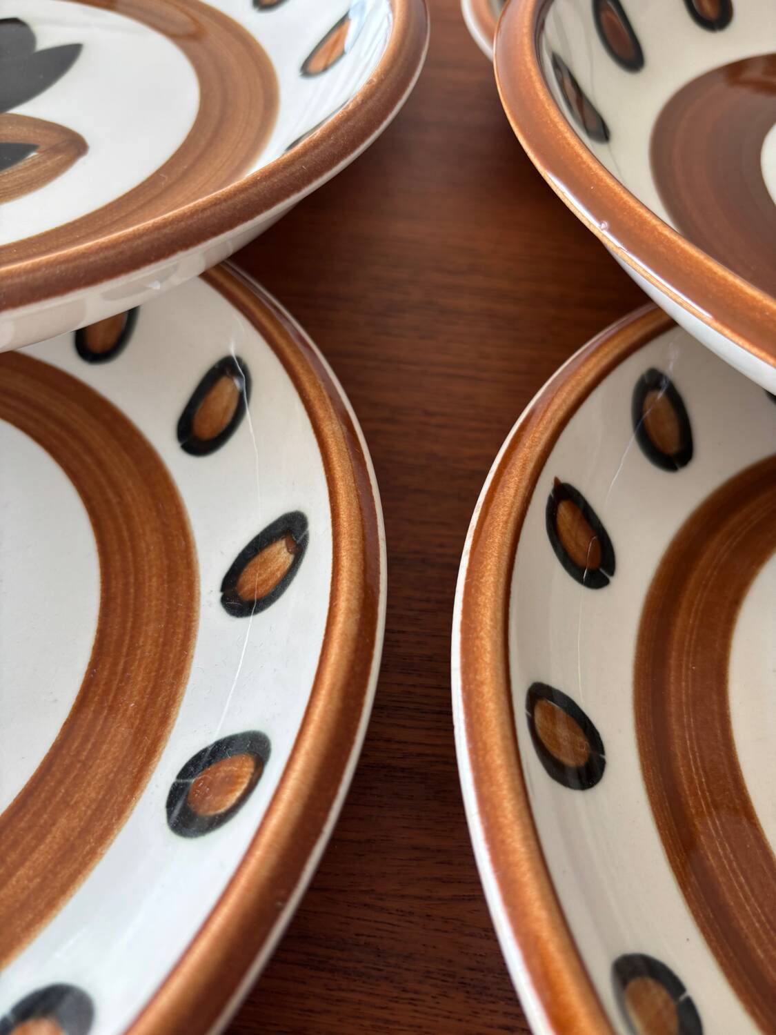 Set of 6 Boch La Louvière soup plates, Kimono model, 1970