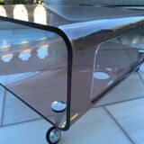 smoked plexi table on wheels