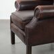 Brown cowhide leather Chesterfield wingback armchair in English style
