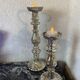 Set of 2 mercurized glass candle holders