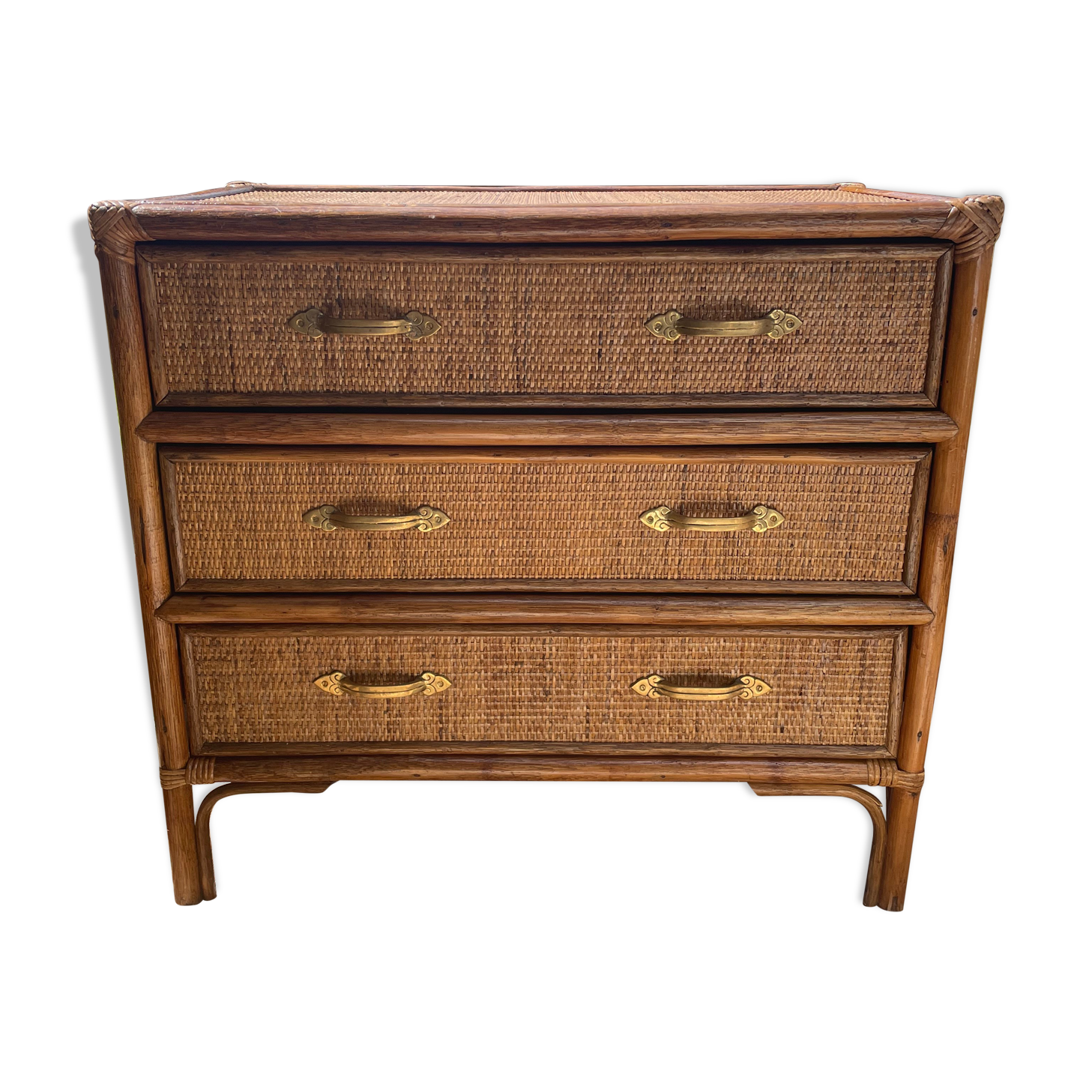 Commode osier et rotin