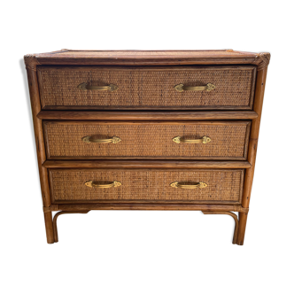 Commode osier et rotin