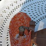 70s Scandinavian style chandelier in wood and orange granite resin 3 lights