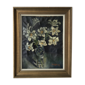 Ancienne huile bouquet de fleurs