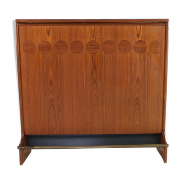 Bar à cocktails design danois vintage en bois de teck par Johannes Andersen