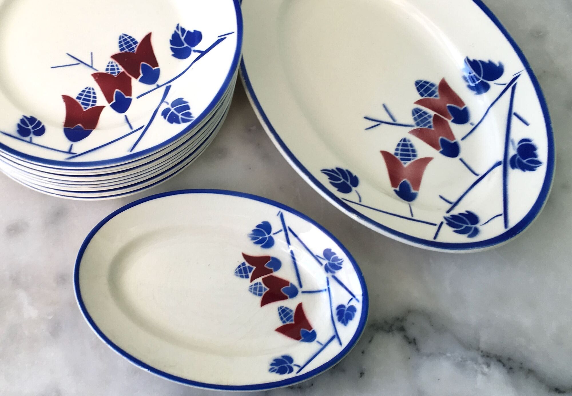 Set of 15 plates art nouveau kg lunéville