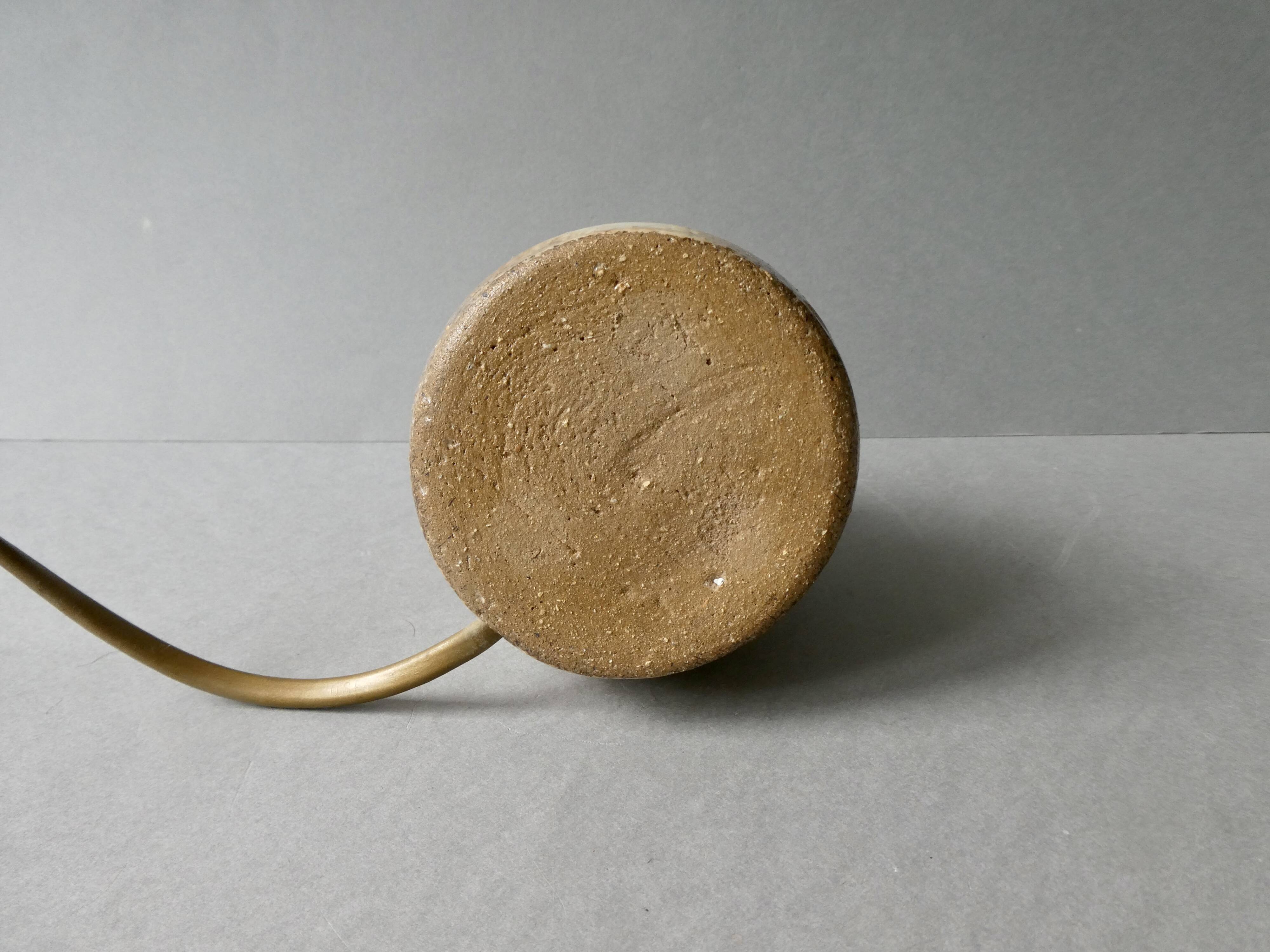 Sandstone lamp with its original wool lampshade, 1970s