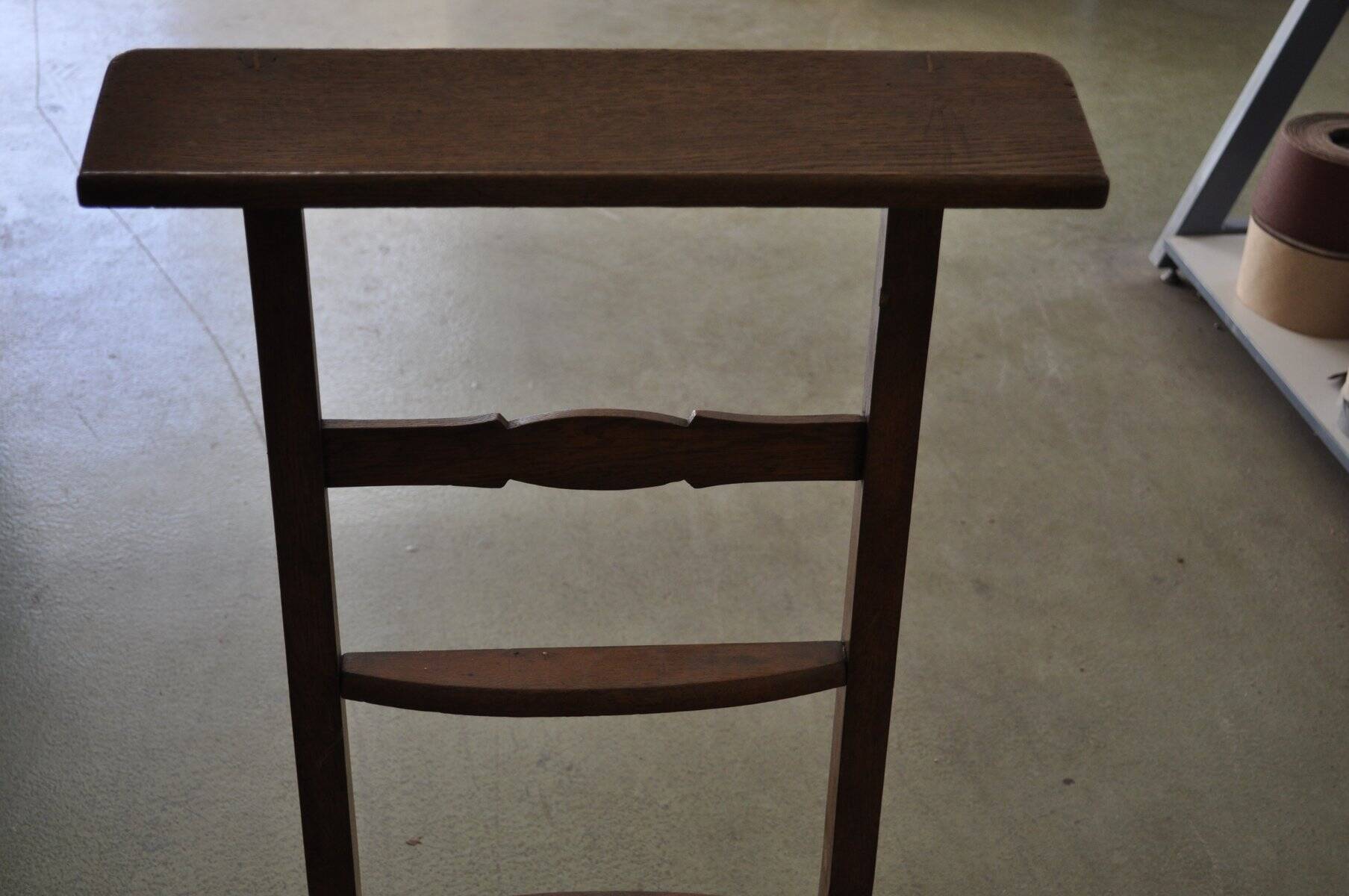 Vintage brown wooden kneeling stool, Hungarian kneeler from the 1940s.