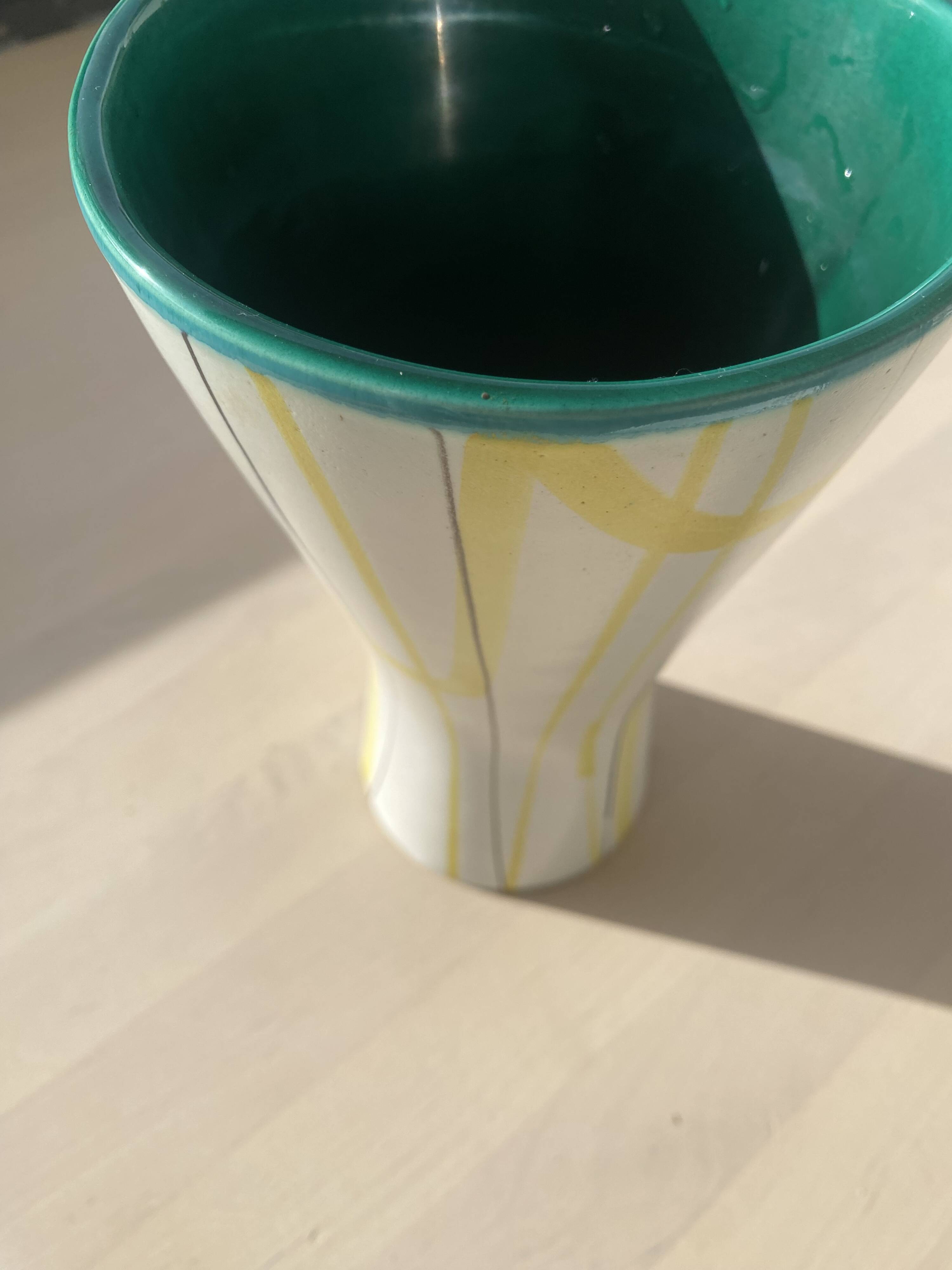 Roger Capron signed horn-shaped vase