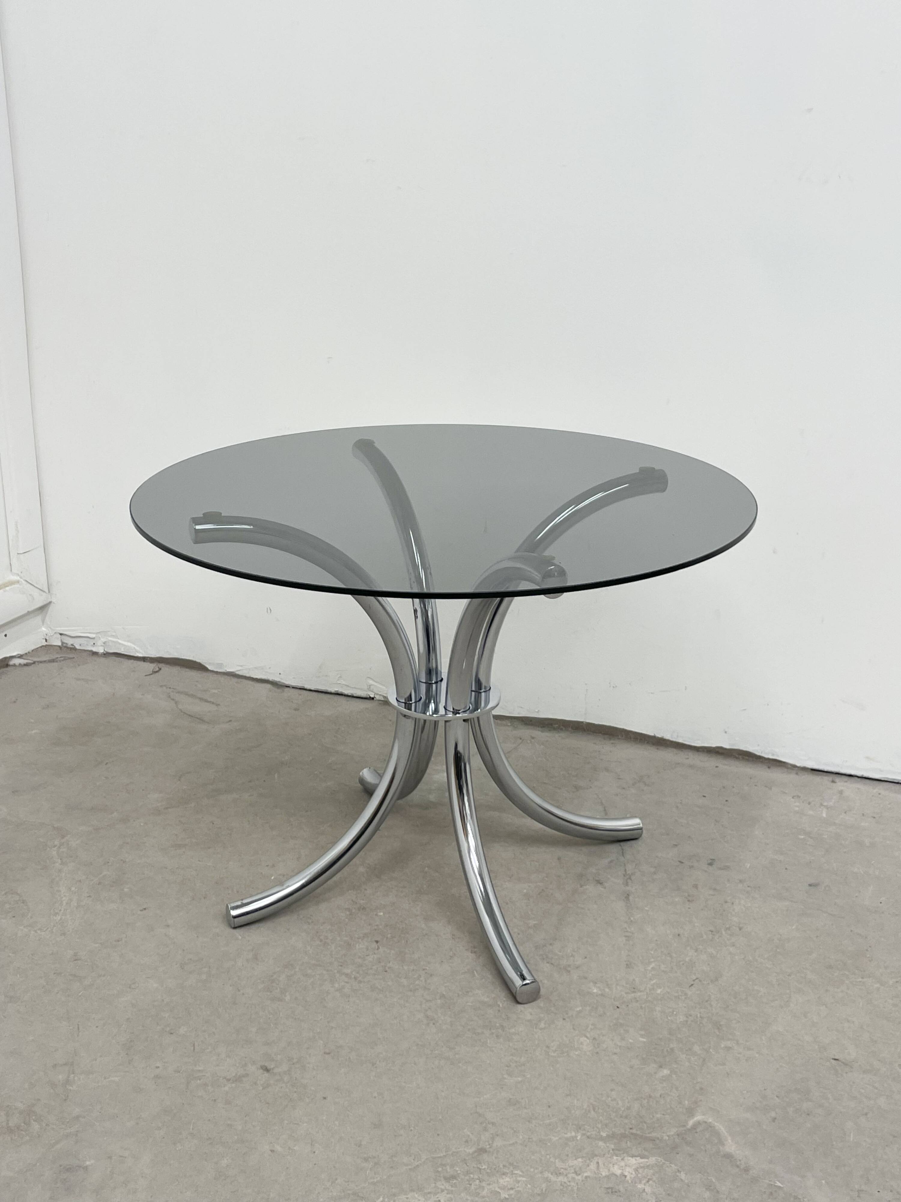 Chrome coffee table / tinted glass