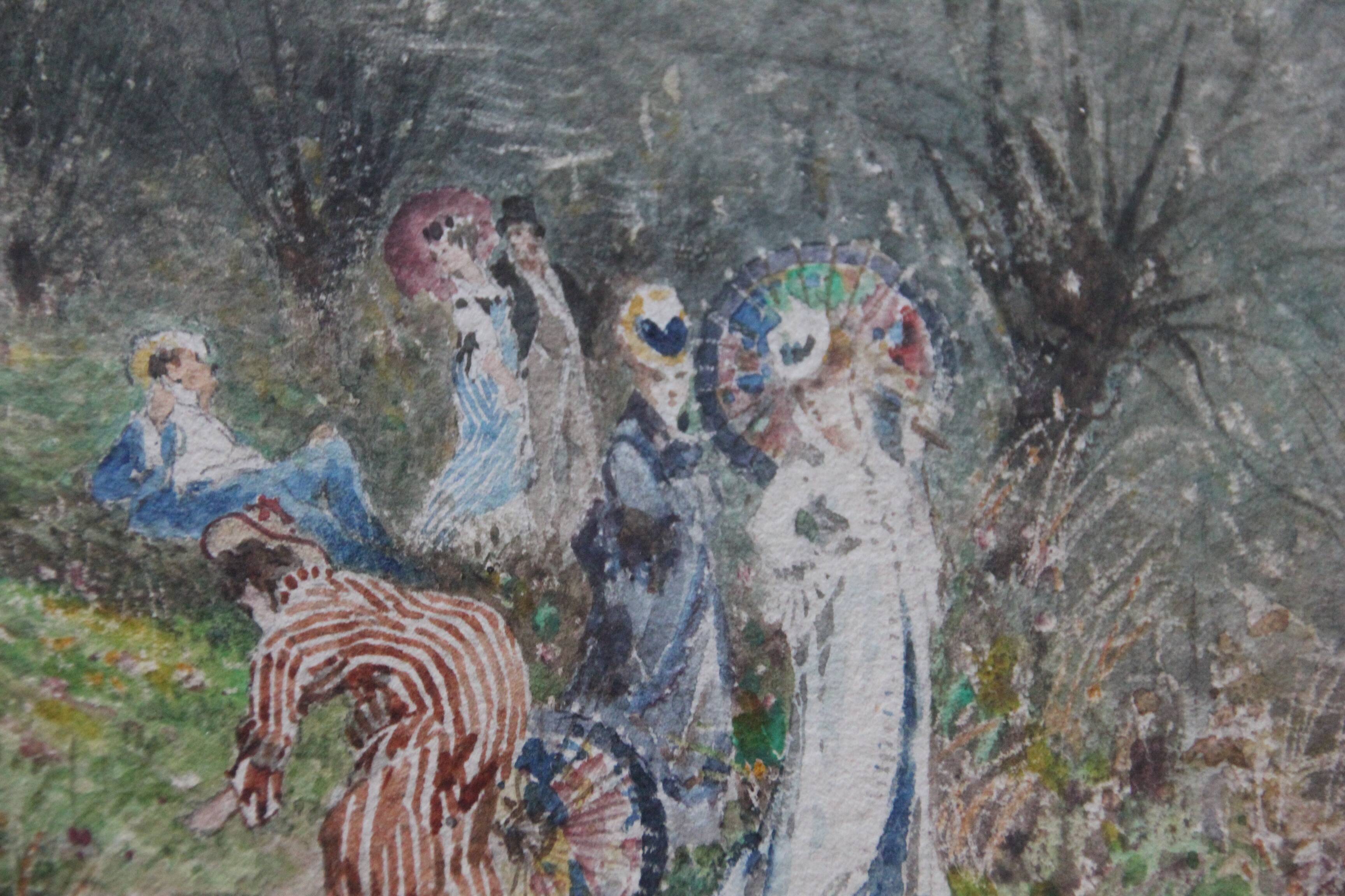 Octave Alfred SAUNIER Aquarelle Ecole de Barbizon 1877