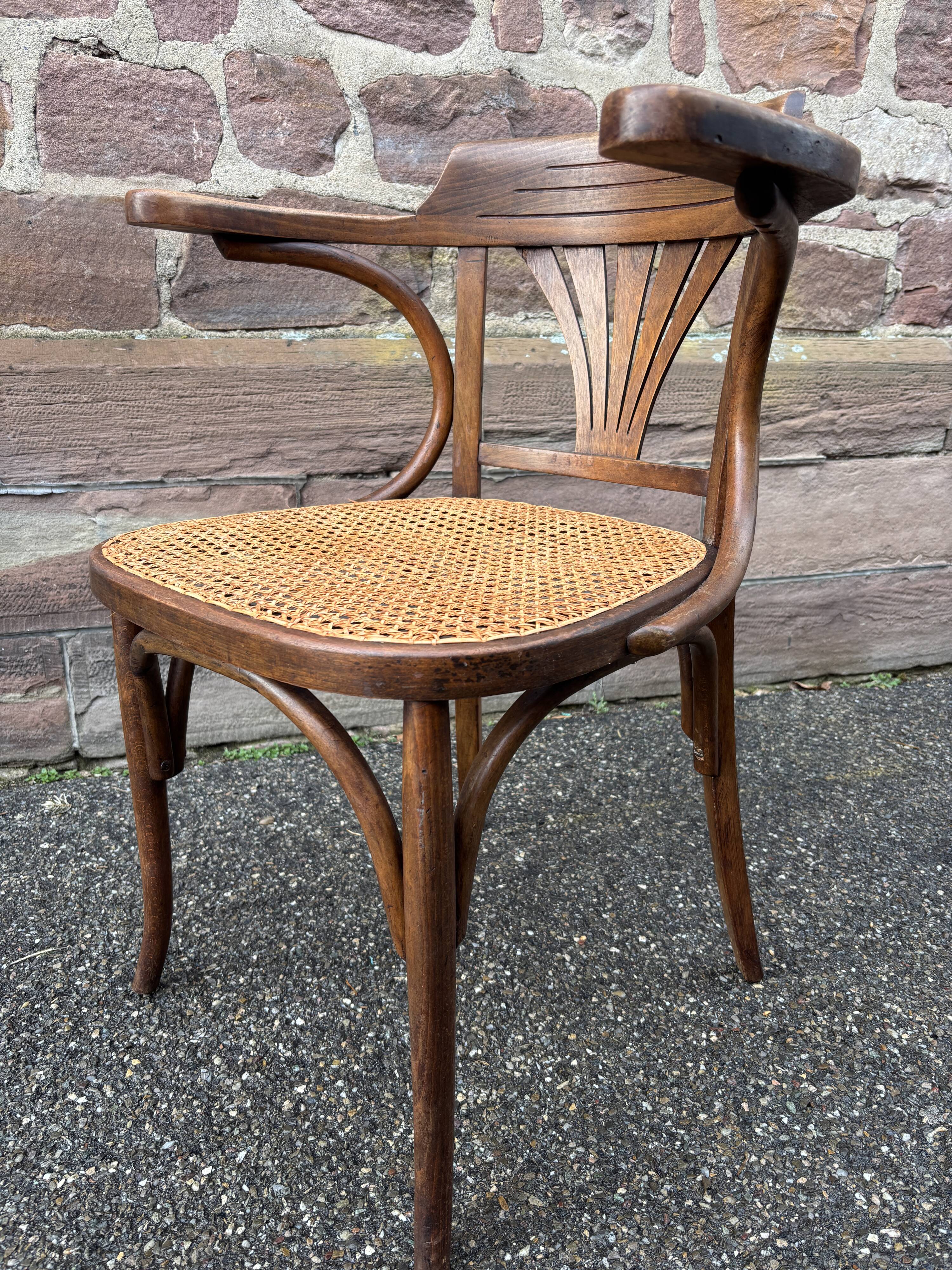 Rare american viennese style office armchair, bent wood, w baumann.